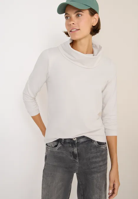 Shirt met grote kraag light greige