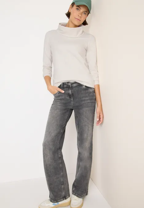Shirt met grote kraag light greige