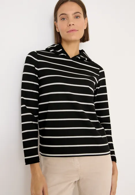 Gestreiftes Kapuzenshirt Black