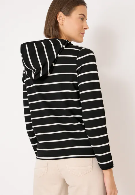 Gestreiftes Kapuzenshirt Black