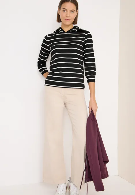 Gestreiftes Kapuzenshirt Black