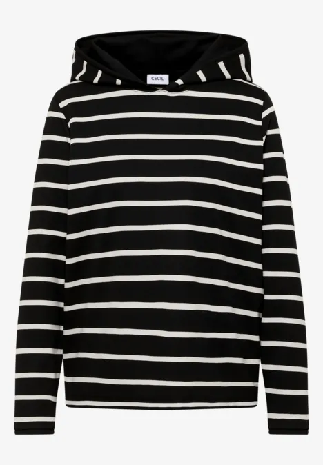 Gestreiftes Kapuzenshirt Black