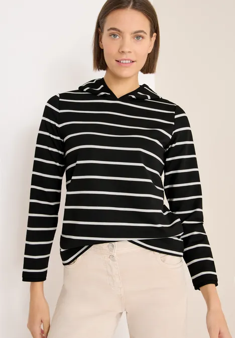 Gestreiftes Kapuzenshirt Black