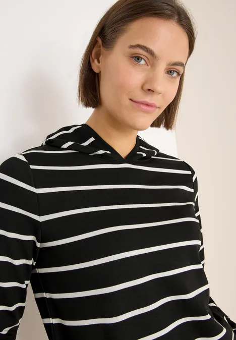 Gestreiftes Kapuzenshirt Black