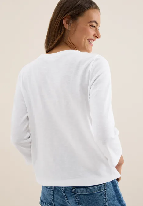 Slub Shirt mit Rundhals White