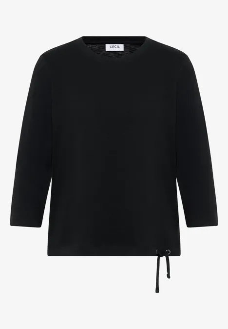 Slub Shirt mit Rundhals Black