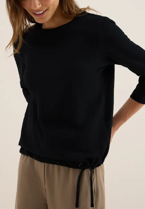 Slub Shirt mit Rundhals Black