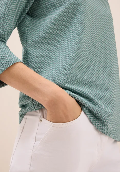 Two Tone Strukturshirt jewel green