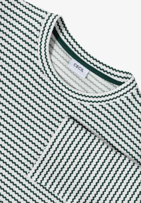 Gestreiftes Strukturshirt ink green