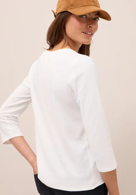 Basic V-Neck Shirt vanilla white