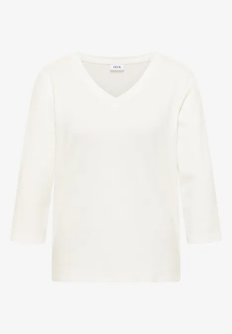 Basic V-Neck Shirt vanilla white