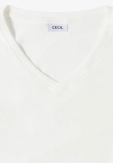 Basic V-Neck Shirt vanilla white
