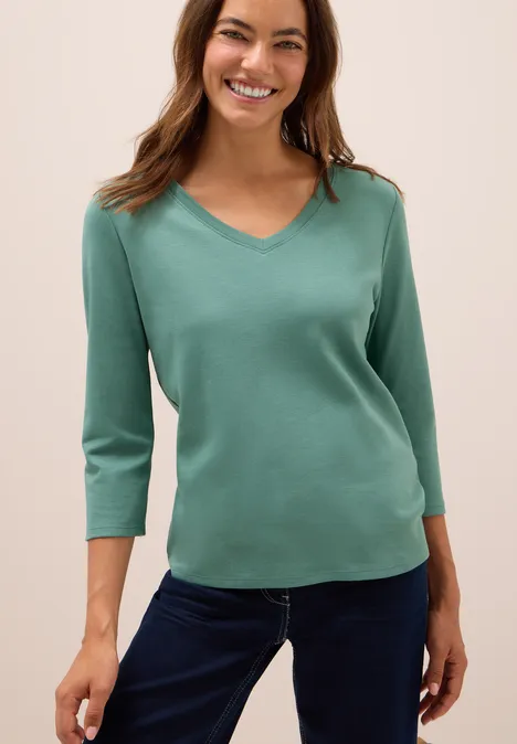 Basic V-Neck Shirt jewel green