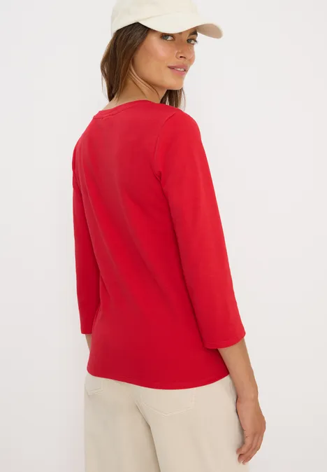 Basic V-Neck Shirt fiery red