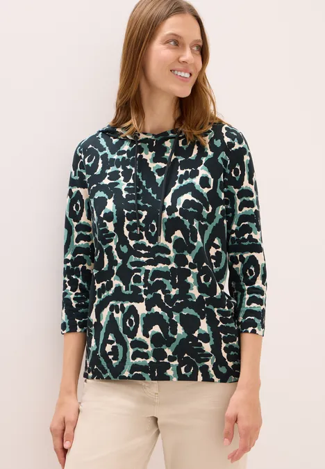 Gemustertes Hoodie Shirt ink green