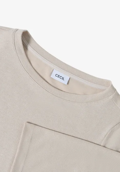 Shirt mit Glitzerdetails oat milk beige