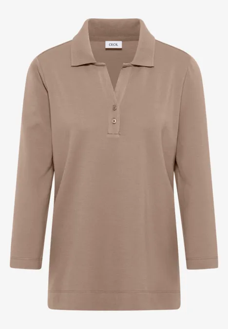 Poloshirt mit Knopfdetail natural taupe