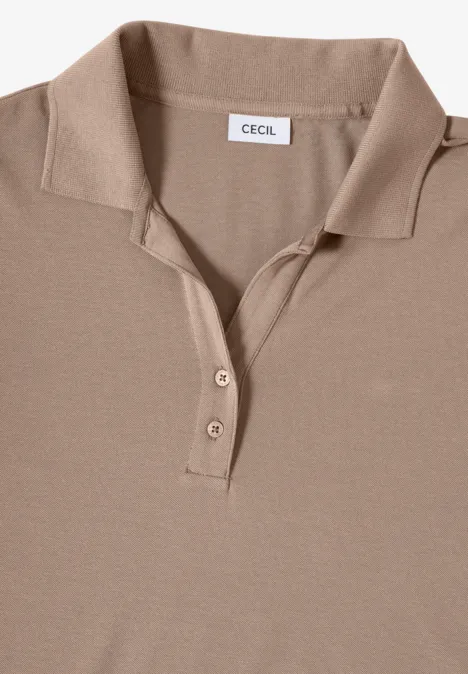 Poloshirt mit Knopfdetail natural taupe