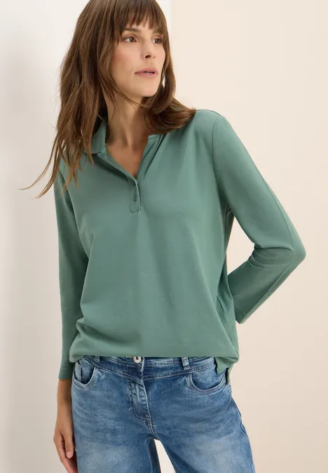 Poloshirt mit Knopfdetail jewel green