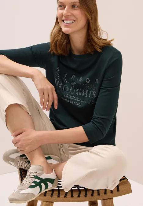 T-shirt doux avec wording ink green