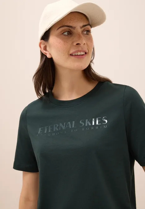 T-Shirt mit Wording Artwork ink green