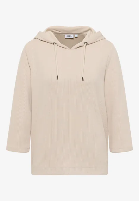 Hoodie Shirt in Rippstruktur oat milk beige
