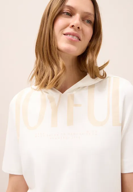 Kapuzenshirt mit Wording vanilla white