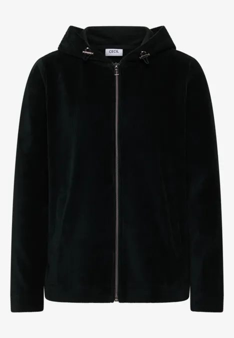 Veste en velours côtelé avec capuche ink green
