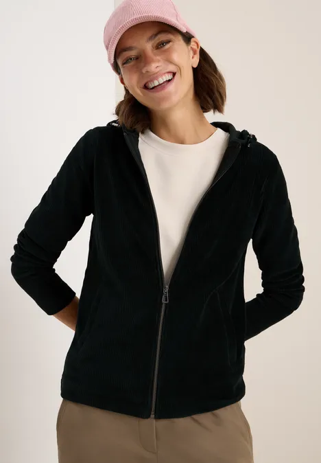 Cordjacke mit Kapuze ink green