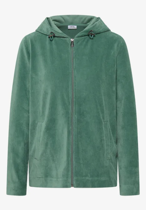 Veste en velours côtelé avec capuche jewel green