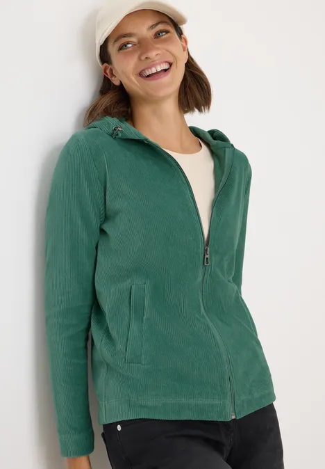Cordjacke mit Kapuze jewel green