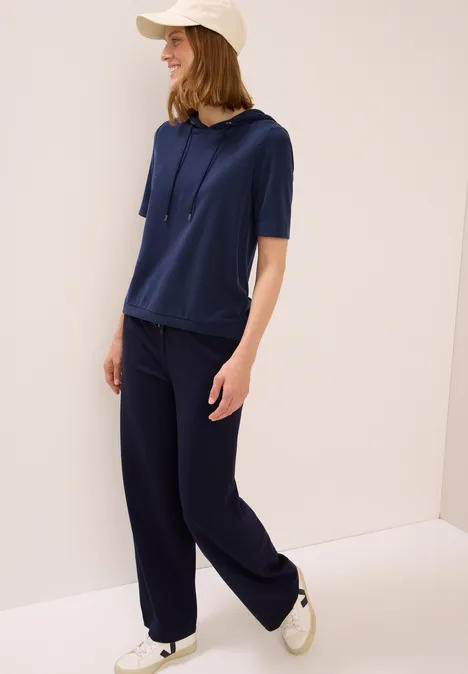 Piqué Hoodie Shirt urban dark blue