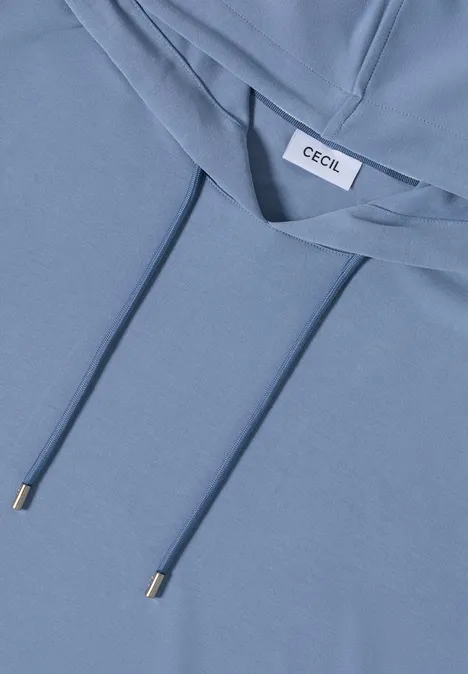 Piqué Hoodie Shirt mid denim blue