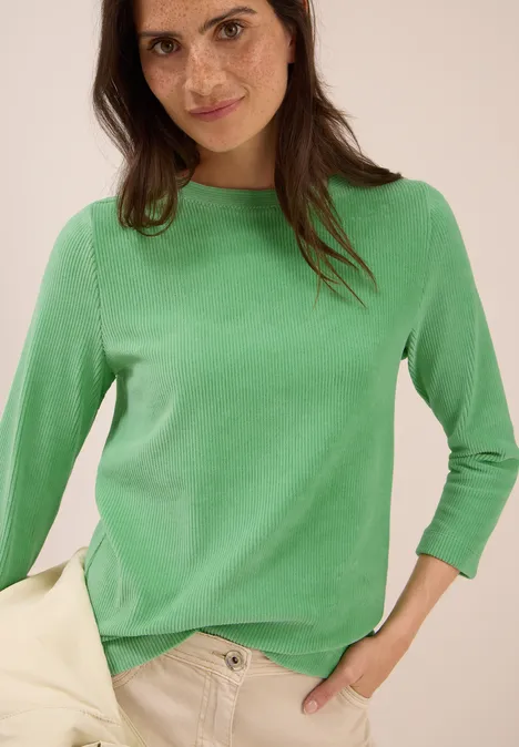 Cordshirt in Unifarbe fennel green