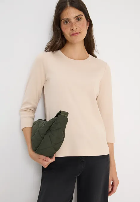 Shirt mit Rippstruktur oat milk beige