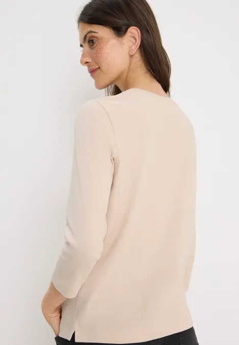 Shirt mit Rippstruktur oat milk beige
