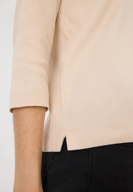 Shirt mit Rippstruktur oat milk beige
