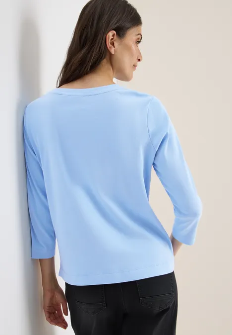 Shirt mit Rippstruktur sporty light blue