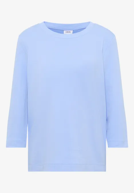 Shirt mit Rippstruktur sporty light blue