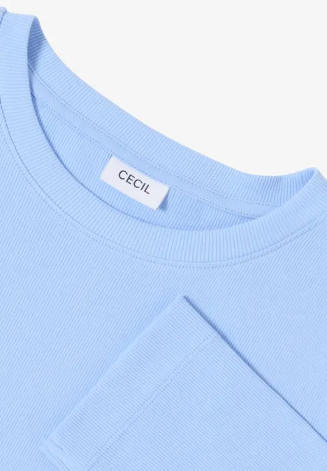 Shirt mit Rippstruktur sporty light blue