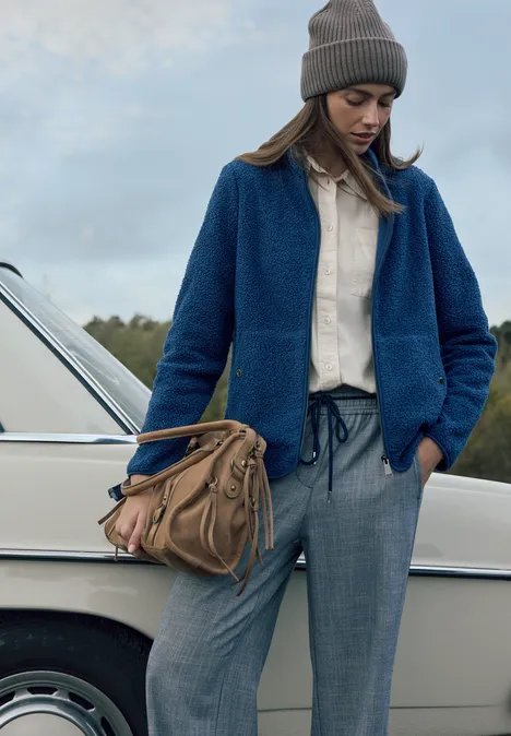 Zacht jack met rits fountain blue