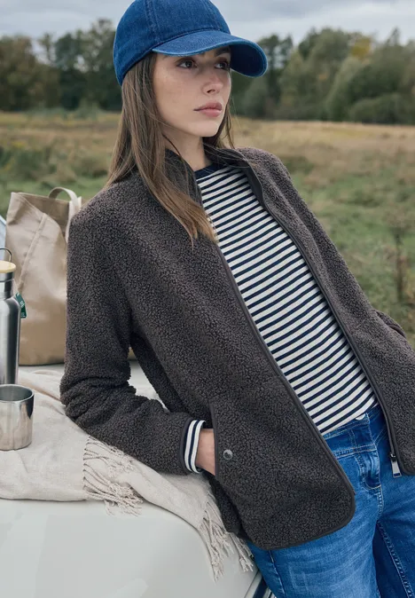 Softe Jacke mit Zipper macchiato brown Softe Jacke mit Zipper macchiato brown