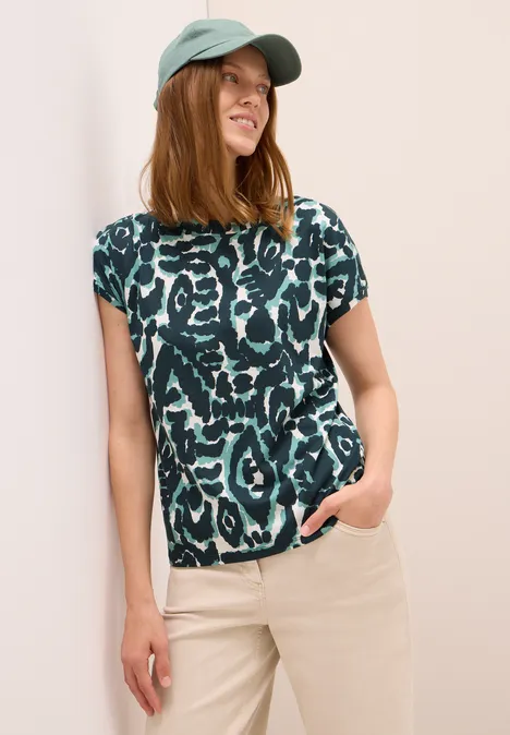 Gemustertes T-Shirt ink green