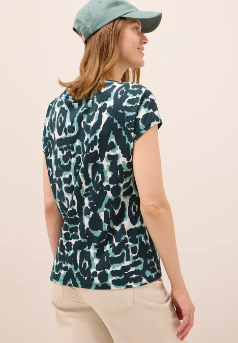 Gemustertes T-Shirt ink green