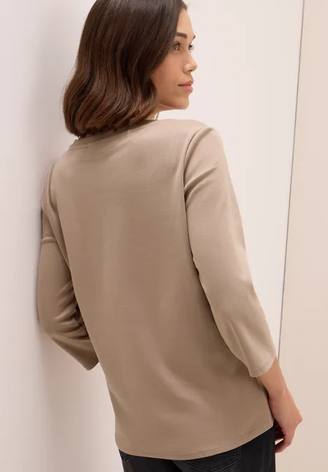 Basic V-Neck Shirt natural taupe
