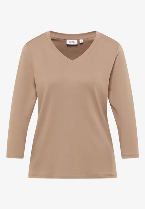 Basic V-Neck Shirt natural taupe
