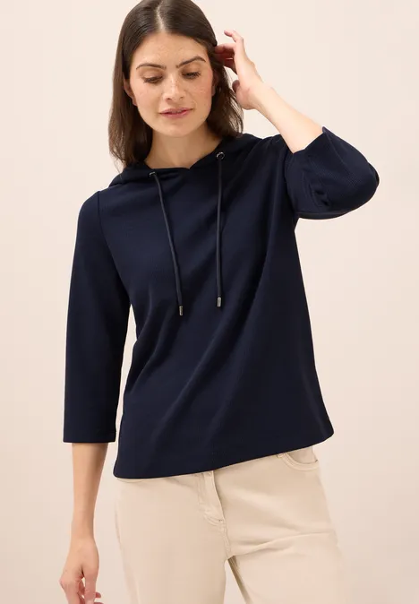 Hoodie Shirt in Rippstruktur urban dark blue