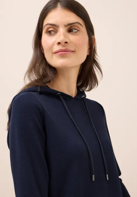 Hoodie Shirt in Rippstruktur urban dark blue