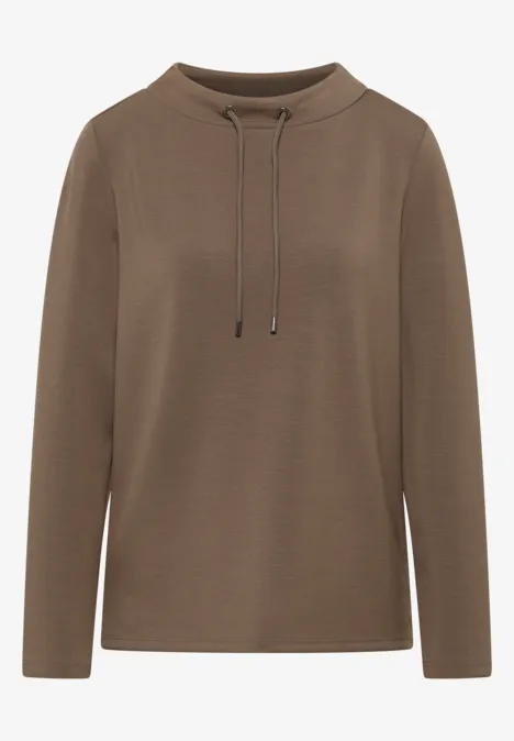Shirt met trechtervormige hals natural taupe