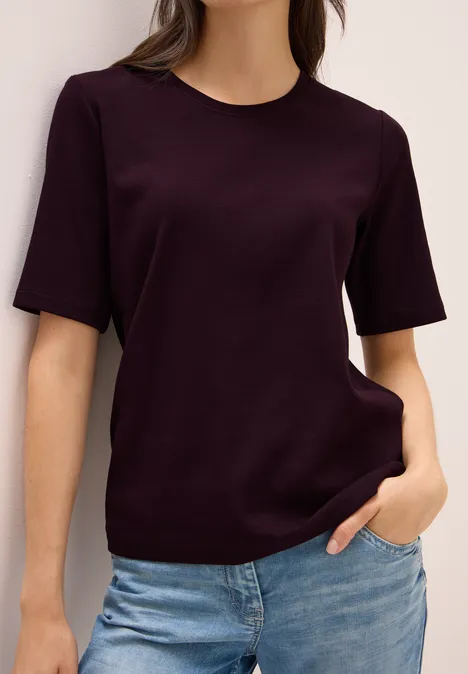 Basic Ripp T-Shirt eggplant red